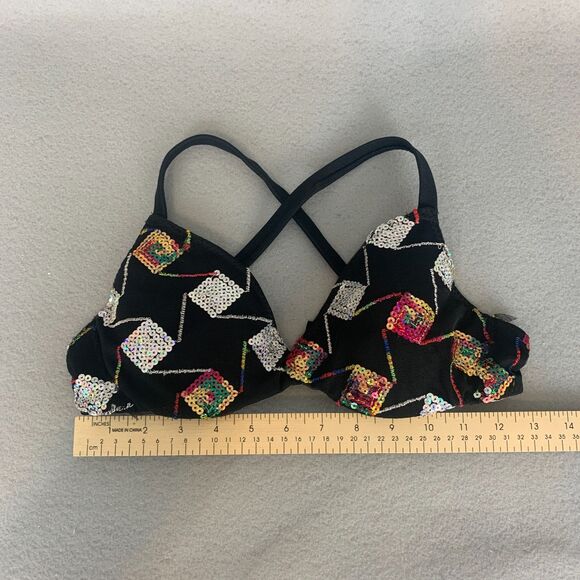 Mara Dancewear 32A Black Sequin Dance Bra Top Festival Clubwear Performance - Picture 2 of 6